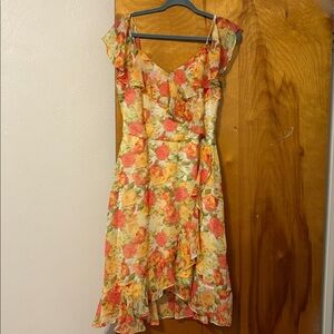 London Times Floral Asymmetrical Ruffle Dress Size 10